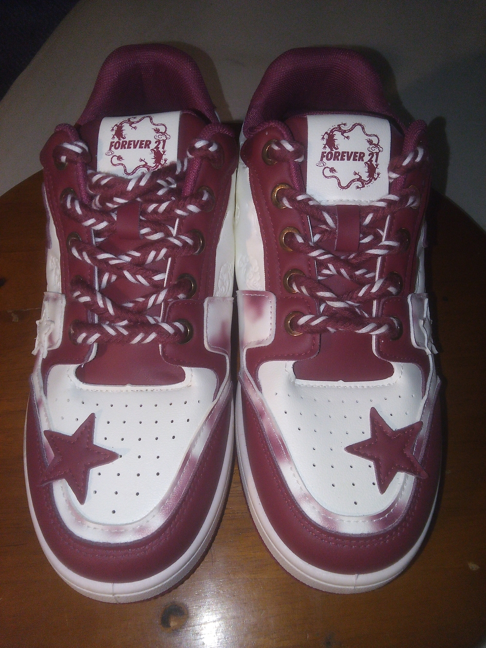 Forever 21 Maroon and White Star Accent Sneakers